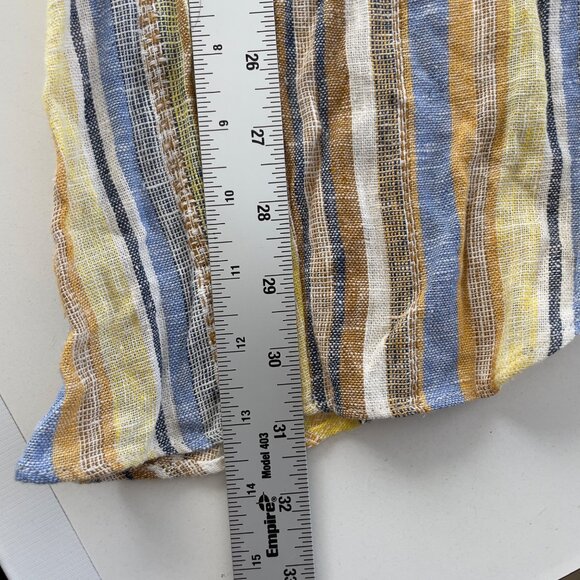 Drew Striped Linen-Blend Pants‎ Size L Wide Leg Bohemian Coastal Comfort Artsy - Picture 9 of 13